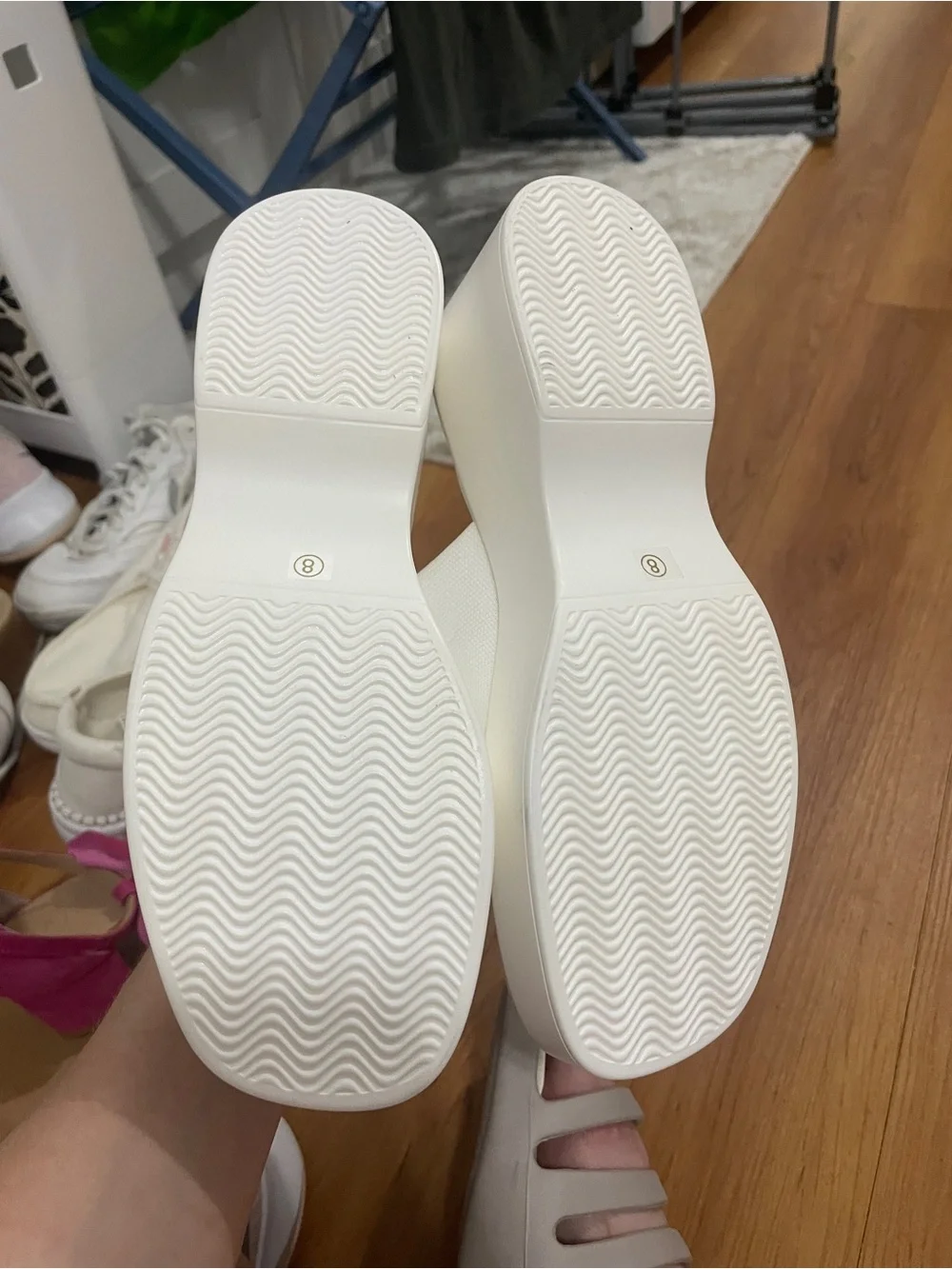 White Platform Slide Wedges for Women